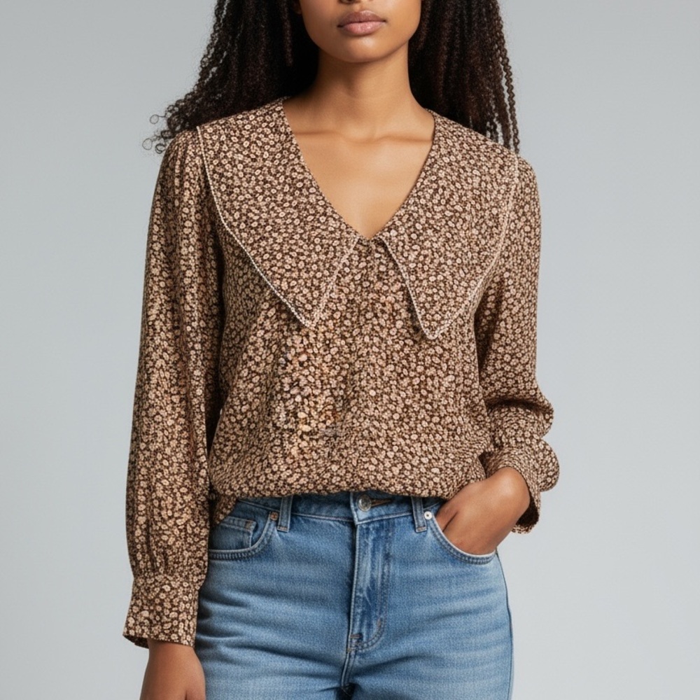 GB (junior)Brown Floral Button Down Shirt